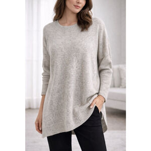 H&M Wool Alpaca Blend Oversized Tunic Sweater Beige Long Sleeve M